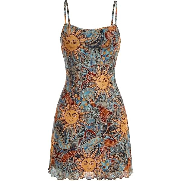 Women's Summer Mini Dress: Vintage 90s Spaghetti-Strap A-Line Mesh  Sleeveless Boho Sundress Black at Amazon Women's Clothing store