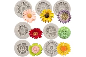 Sijiangmold Chrysanthemum Flower Silicone Mold Daisy Flower Fondant Mold Sunflower Candy Molds for Cake Decoration Cupcake To