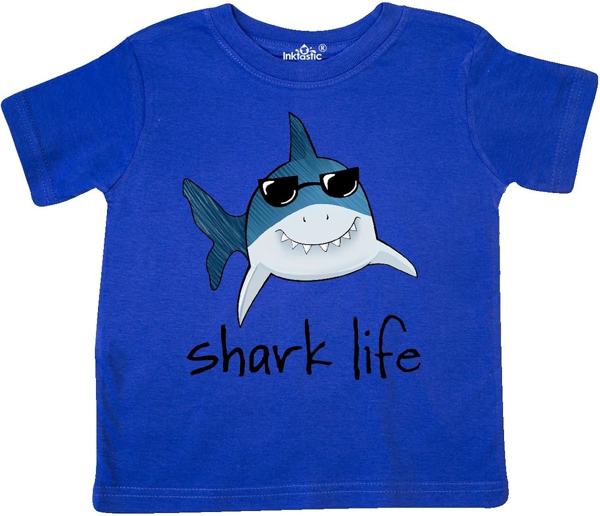 inktastic Shark Life Fun Shark with Sunglasses Toddler T-Shirt