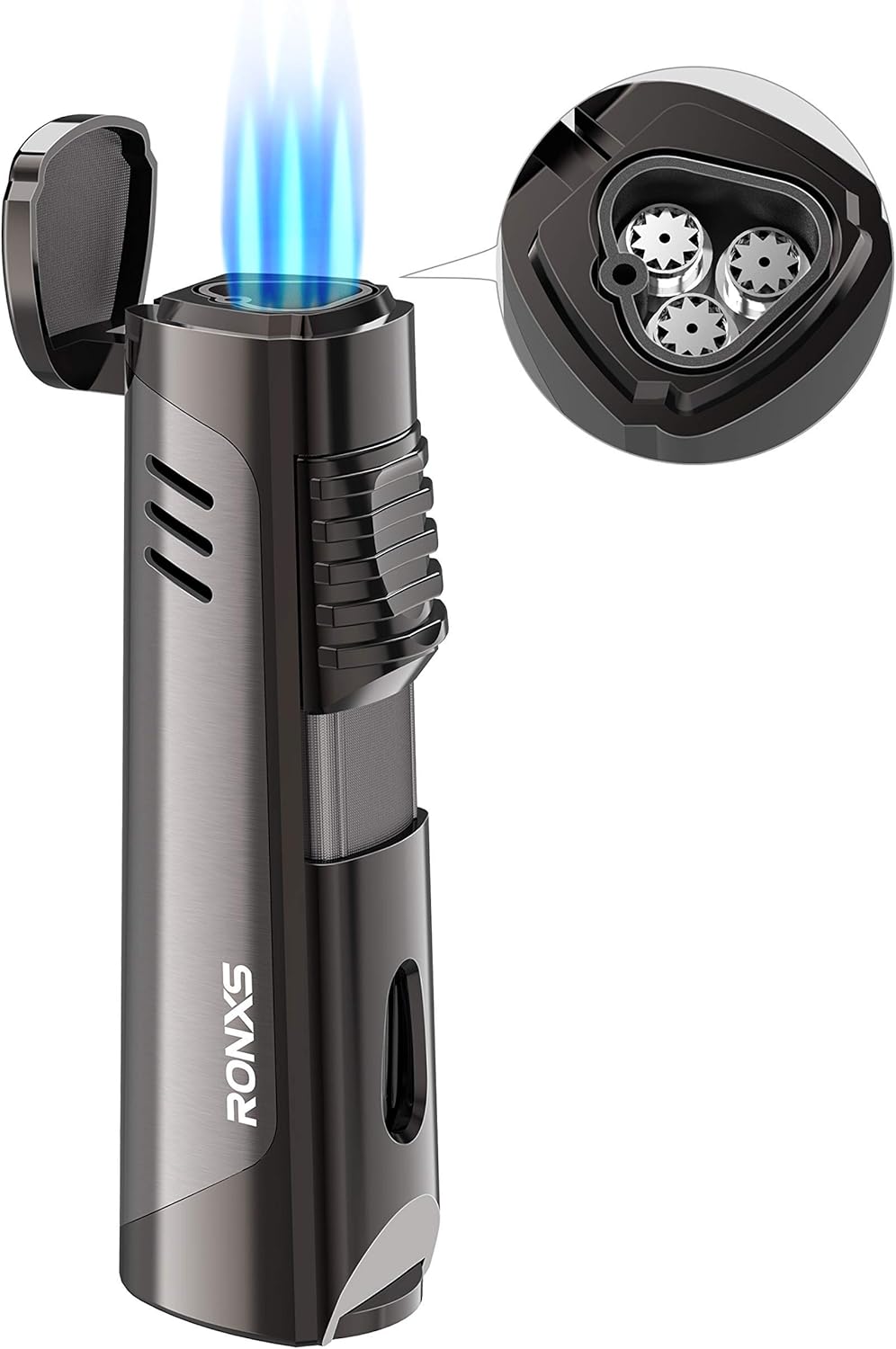 Sturmfeuerzeug Jetflamme 2er-Set - Nachfüllbares Gasfeuerzeug Windfest