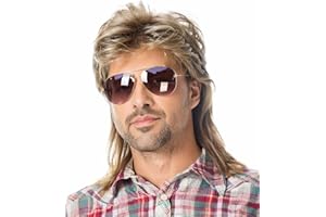 Auguyist Mullet Wig for Men, Joe Dirt, Emo, 80s 90s Costume, Halloween Accessory (Light Brown)
