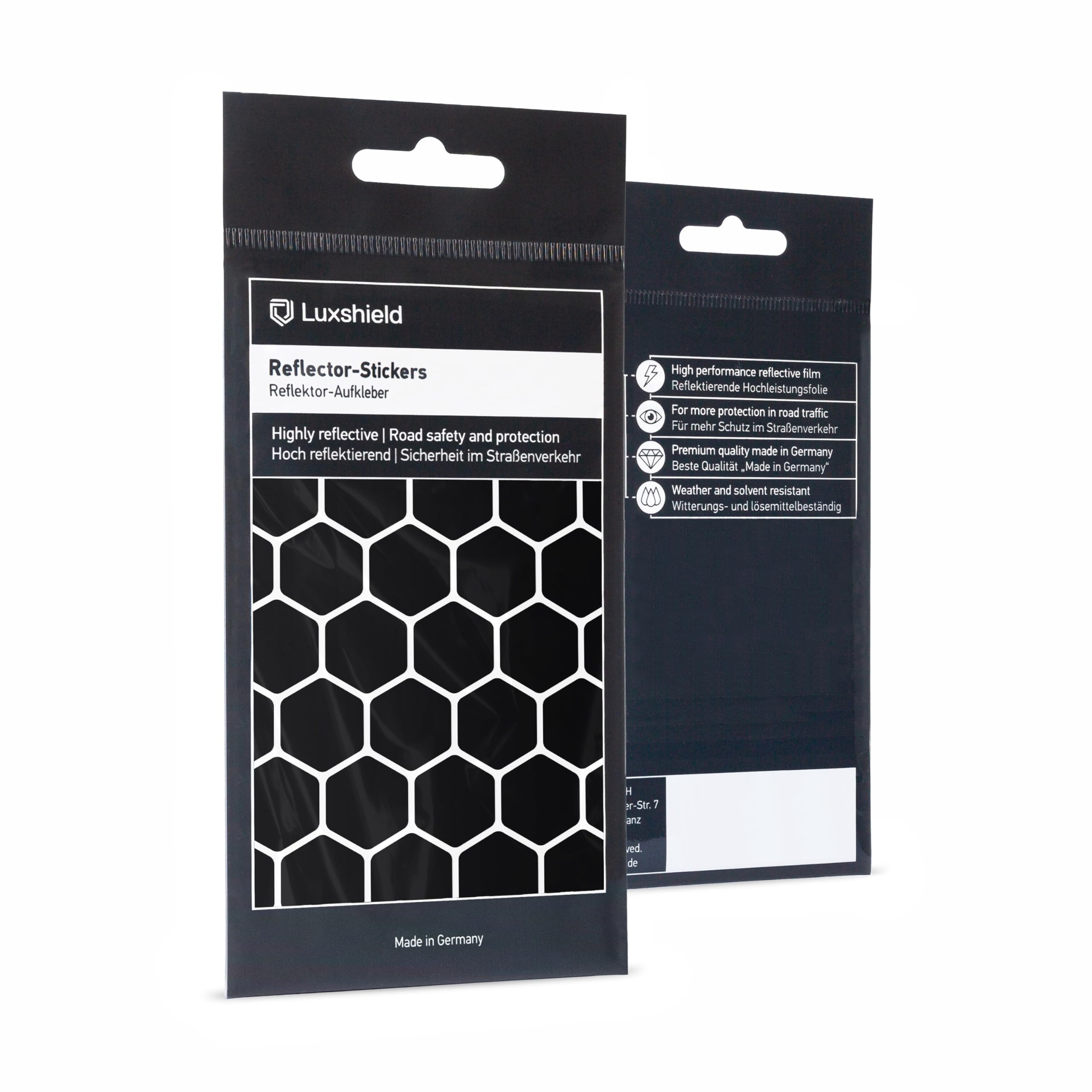Luxshield Reflector Sticker Set - Hexagon small - for bicycle scooter pram - reflective tape - reflective stickers
