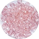Xinhongo Crystal Glass Beads 400 Pieces 4mm Round Faceted Glass Spacer Beads for Jewelry Making Bracelet Earring Necklace DIY Craft Supplies(Pink)
