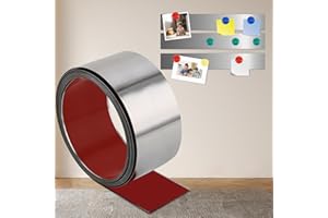 QDYMXUN Self Adhesive Backing Metal Strip for Magnets, Flexible Ferrous Memo Tapes Roll for Bulletin Boards in Studio, Office, School (Glossy Silver, 118''L x 3.15''W)