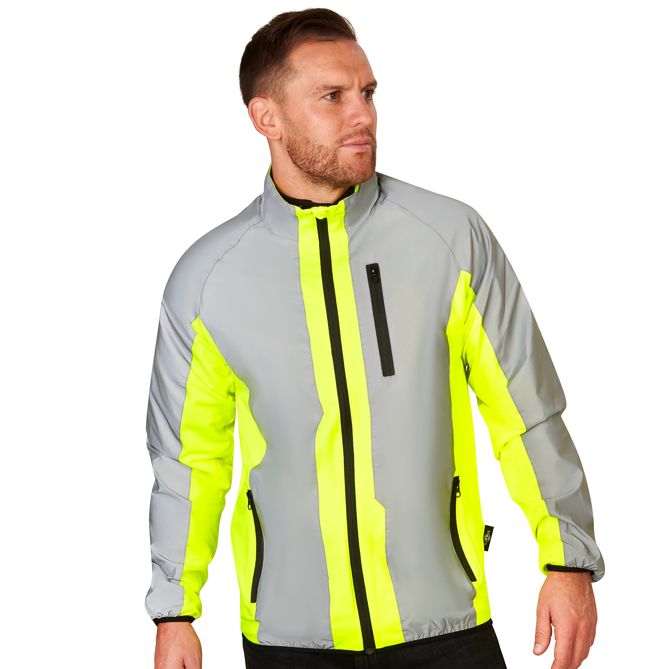 BTR Hi Vis Reflective Cycling & Running Jacket. Fits Men & Women. High Visibility (Hi Viz) & VERY Reflective Outdoor Sports Jacket. Yellow. XL (44-46 Inches)