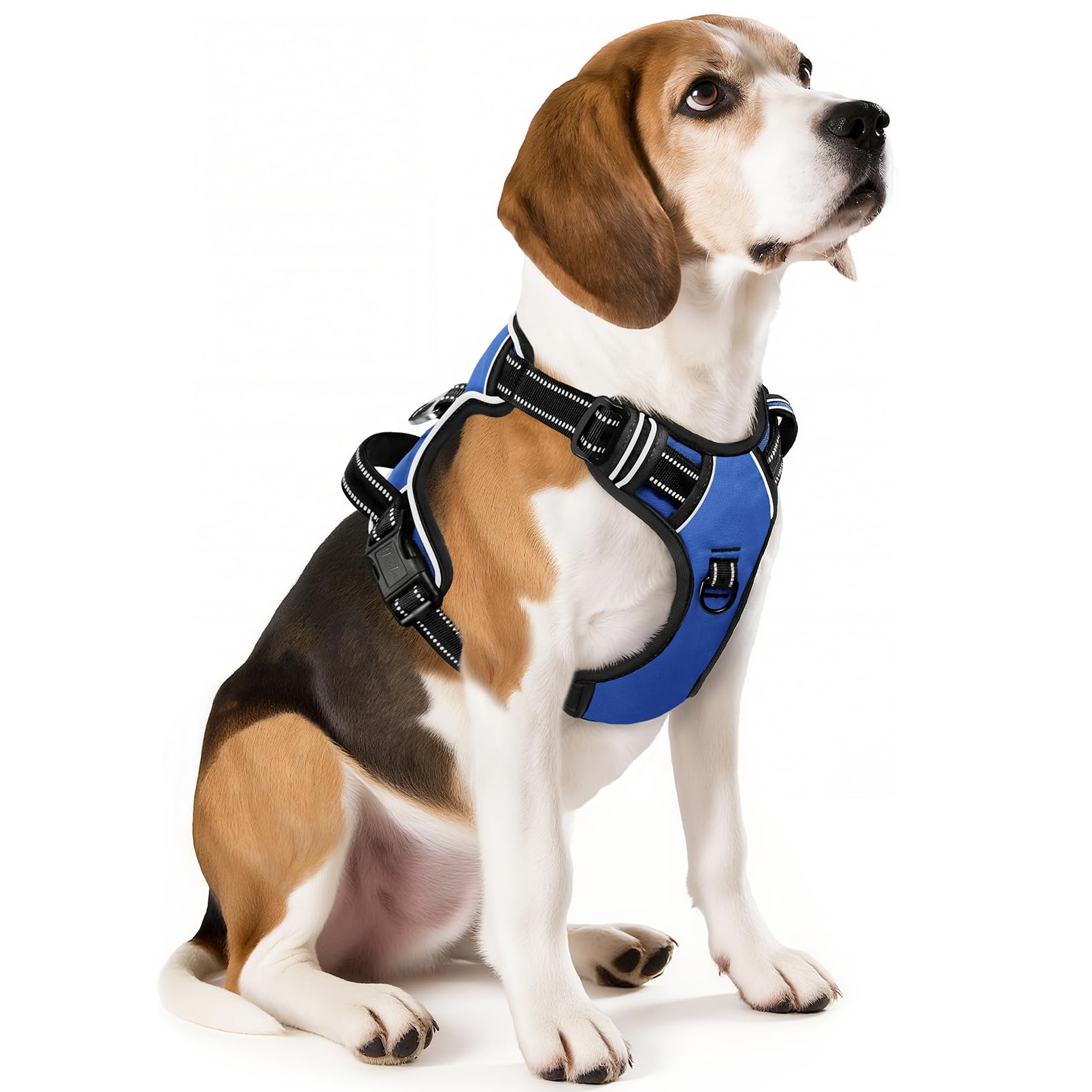 HEELE Dog Harness Medium No Pull Dog Vest Harness with Soft Padded Handle Reflective Pet Harness for Outdoor Training Walking, Blue, M