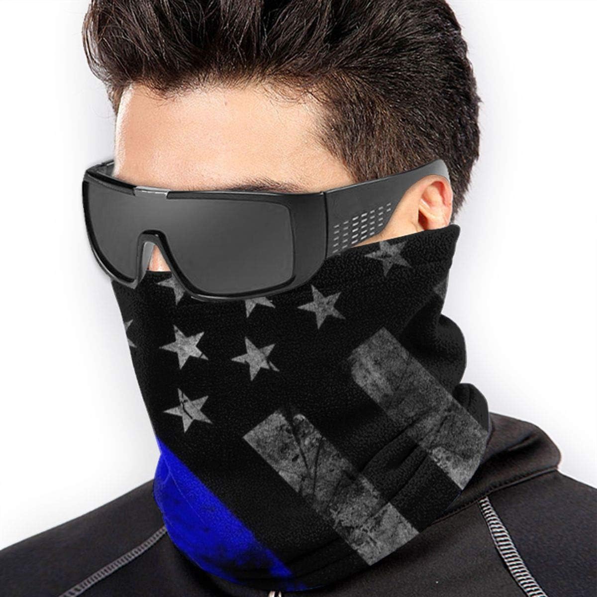 Face Mask Bandana Blue Lives Matter Flag Ear Face Mask for Men Women, Dust-Free Neck Warmer Cover Sportswear for Cycling, Cold Weather, Ski, Multifunctional Shield Scarf: Clothing
