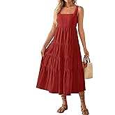 ZESICA Women's Summer Sleeveless Dress Casual Backless Loose Flowy Tiered Sundress Beach Cover up Tank Dresses