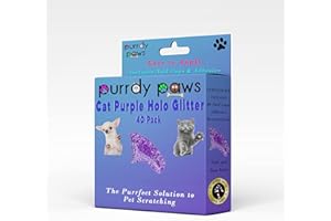 Purrdy Paws 40 Pack Soft Nail Caps for Cat Claws Purple Holographic Glitter Medium