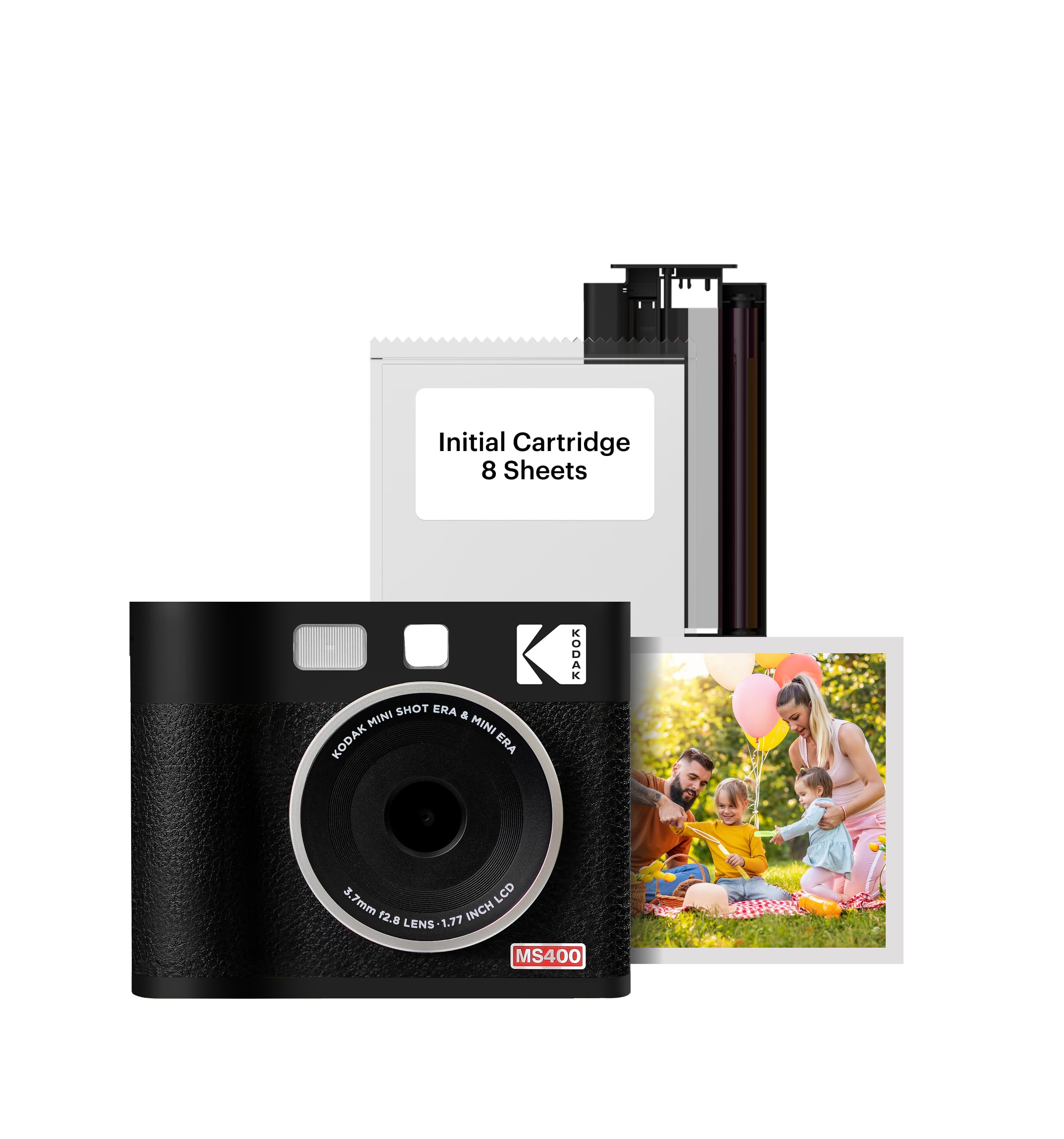 KODAK Cam Mini Shot 4 Era - Instant Digital Camera & Photo Printer, Black 4x4 (Camera + One-Touch Photo Paper)