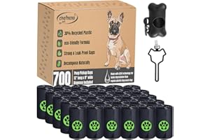 CHEFNENO Dog Poop Biodegradable Black Bags with Dispenser (700 Bags) Eco-friendly doggy poop bags Pickup Bag 35 Refill Rolls Eco Dog Waste Bags Cat Litter Clamps & Poop Bags (35 Rolls, Uscented)