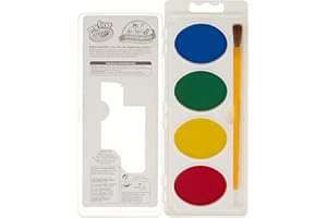 Crayola My First Washable Watercolors & Brush, Large Paints, Toddler Art Supplies, 4 Count