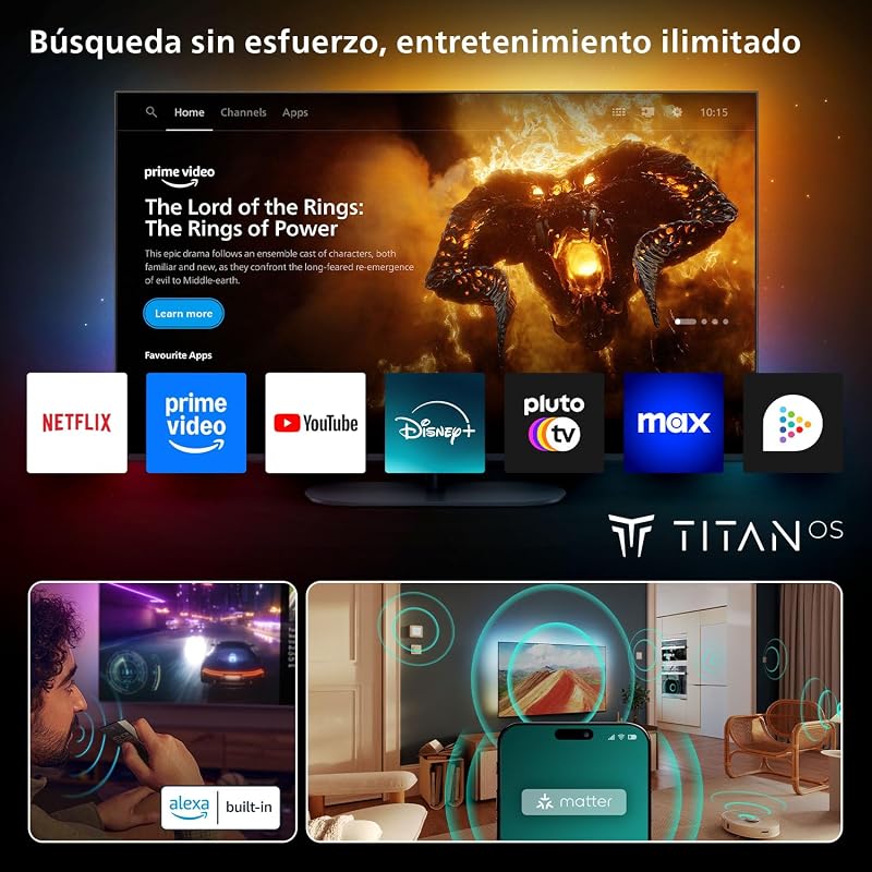Ambilight 'The One' 75PUS9010 4K Smart TV - Pantalla de 75 Pulgadas con P5 Picture Engine Ultra HD, Titan OS, Dolby Vision y Sonido Dolby Atmos — foto 6 de 8