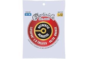 Martin Authentic Acoustic Guitar Strings, Lifespan 2.0 Treated, Medium, 80/20 Bronze