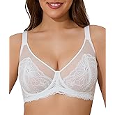 Minimizer Bras for Women Full Coverage Underwire Lace Bralette Sexy Unlined Mesh Support Plus Size Bra