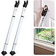 Dual Security Bar, 2-Sets Adjustable-Length Portable Strong Door Bar for Hinged and Sliding Patio Doors & Windows, Home Travel Security, Extends 28 in. to 45 in., White