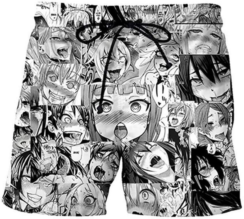 YX GIRL Unisex Ahegao 3D Printed Short Casual Fashion Funny Summer Shorts