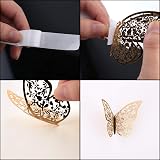 AIEX 24pcs 3D Butterfly Wall Decals Gold 3 Sizes 8/10/12cm with Tape view 4