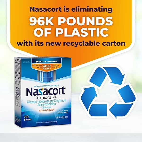 NASACORT 24HR ALLERGY NASAL SPRAY FOR ADULTS, NON-DROWSY & ALCOHOL FREE, 60 SPRAYS, 0.37 FL. OZ.