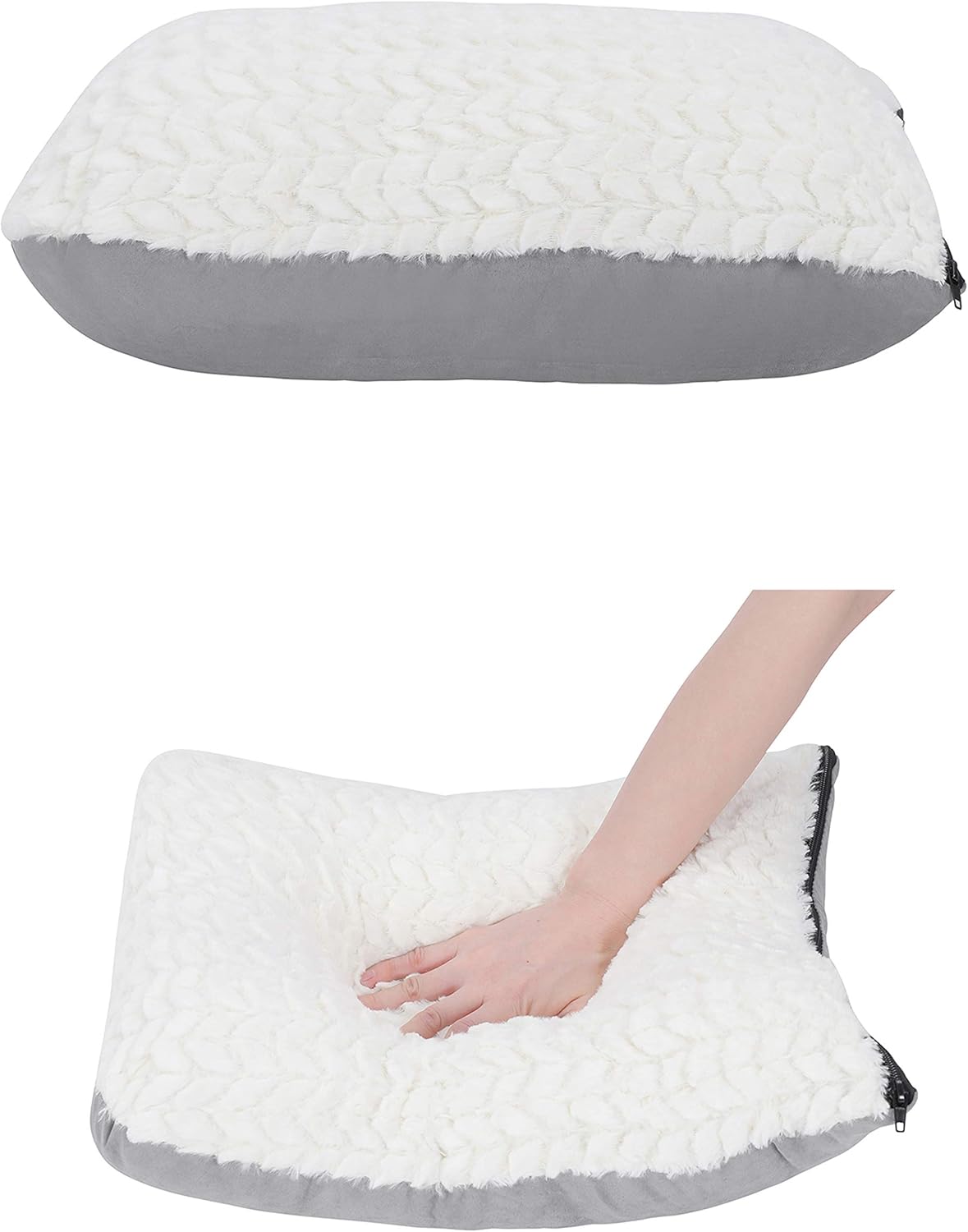 Miss Meow Cat Bed Cave Shape Two Way Conversion Faux Suede 18”x14”x12” Gray : Pet Supplies