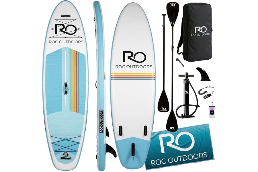 Roc Inflatable Stand Up Paddle Board 10' 6" with Premium SUP Paddle Board Accessories, Wide Stable Design, Non-Slip Comfort Deck for Youth & Adults