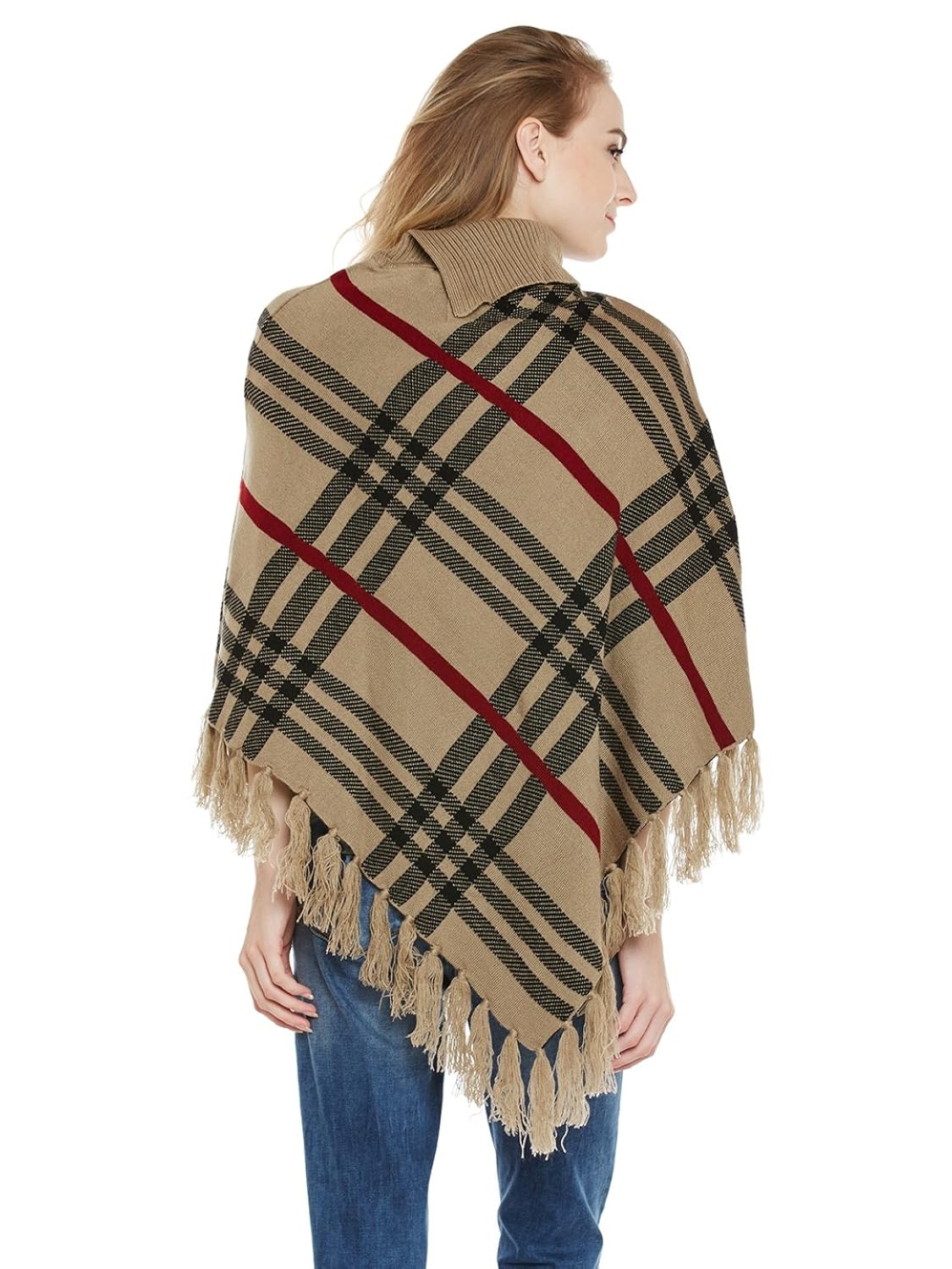 cayman women beige self-design woollen poncho sweater