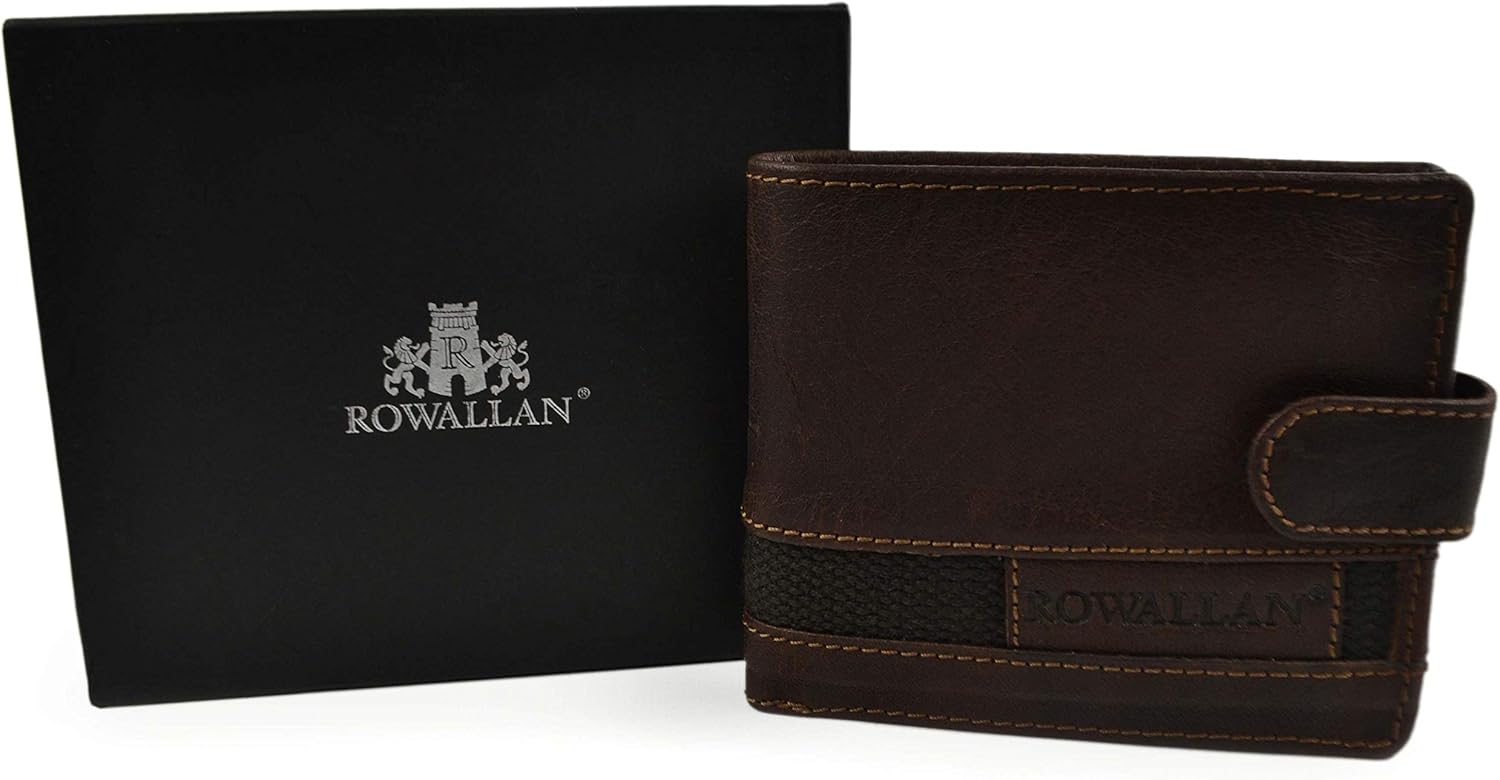 Mens Tri-Fold Buffalo Leather Tab Wallet Coin Section by Rowallan of Scotland Panama Collection - Image 3