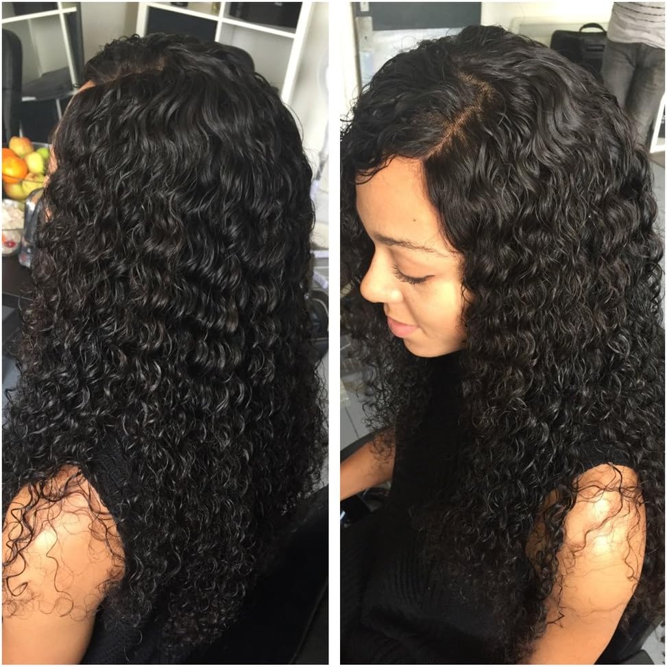 [April Lace Wigs] Brazilian virgin curly 180% density 360 frontal Pre Plucked Bleached Knots human hair lace wigs with baby hair natural hairline wig,with straps and combs (18 inches)