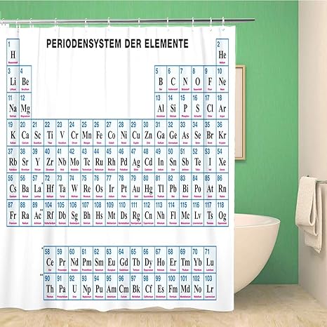 Amazon Com Awowee Bathroom Shower Curtain Periodic Table Of The German Tabular Arrangement Chemical Their 72x78 Inches Waterproof Bath Curtain Set With Hooks Home Kitchen