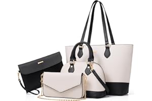 BAGSURE 4PCS Women Fashion Handbags Purses Wallet Shoulder Bags Casual Tote Bag Crossbody Bags, Handbag Set Gift for Ladies Girls