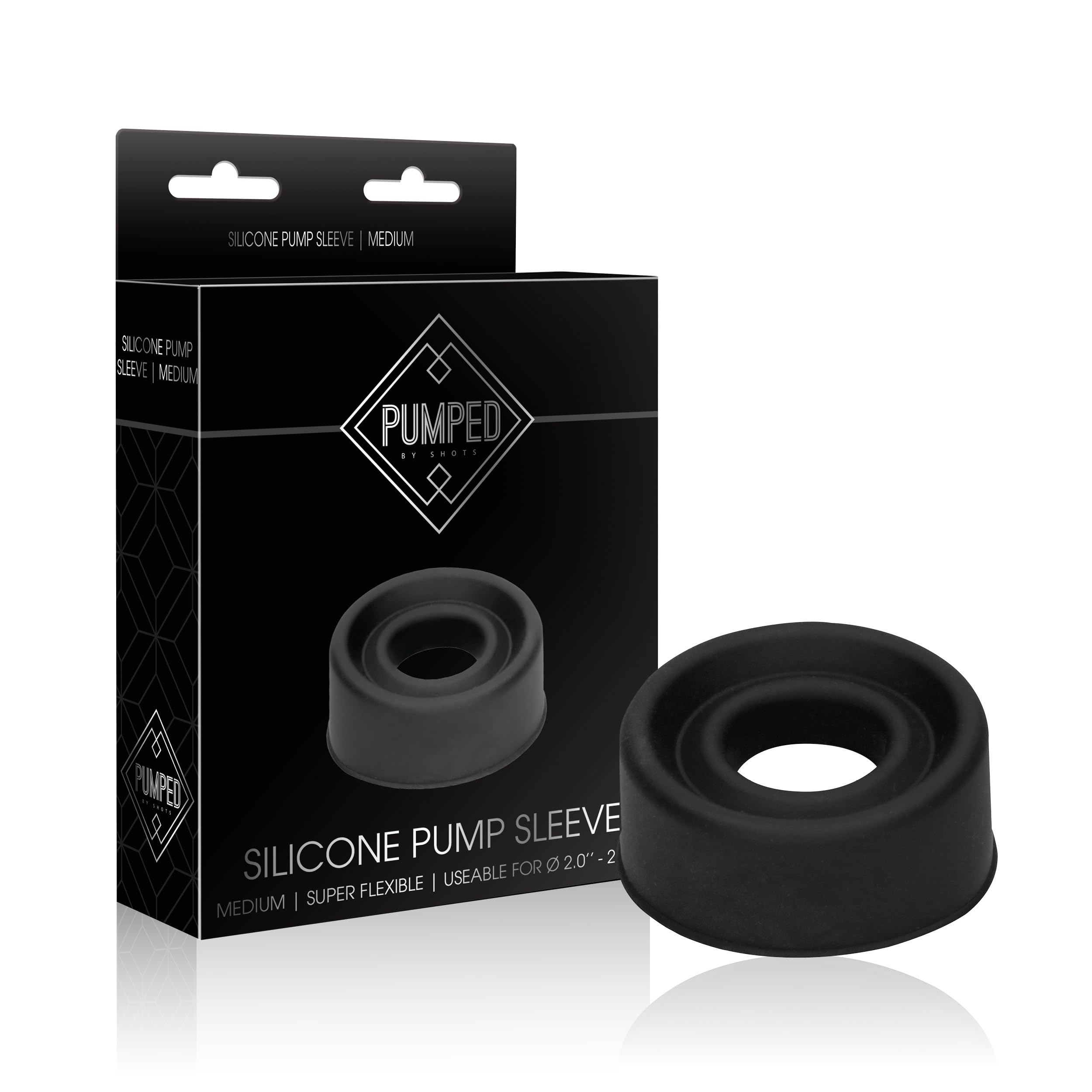 Shots Silicone Pump Sleeve Medium, Black