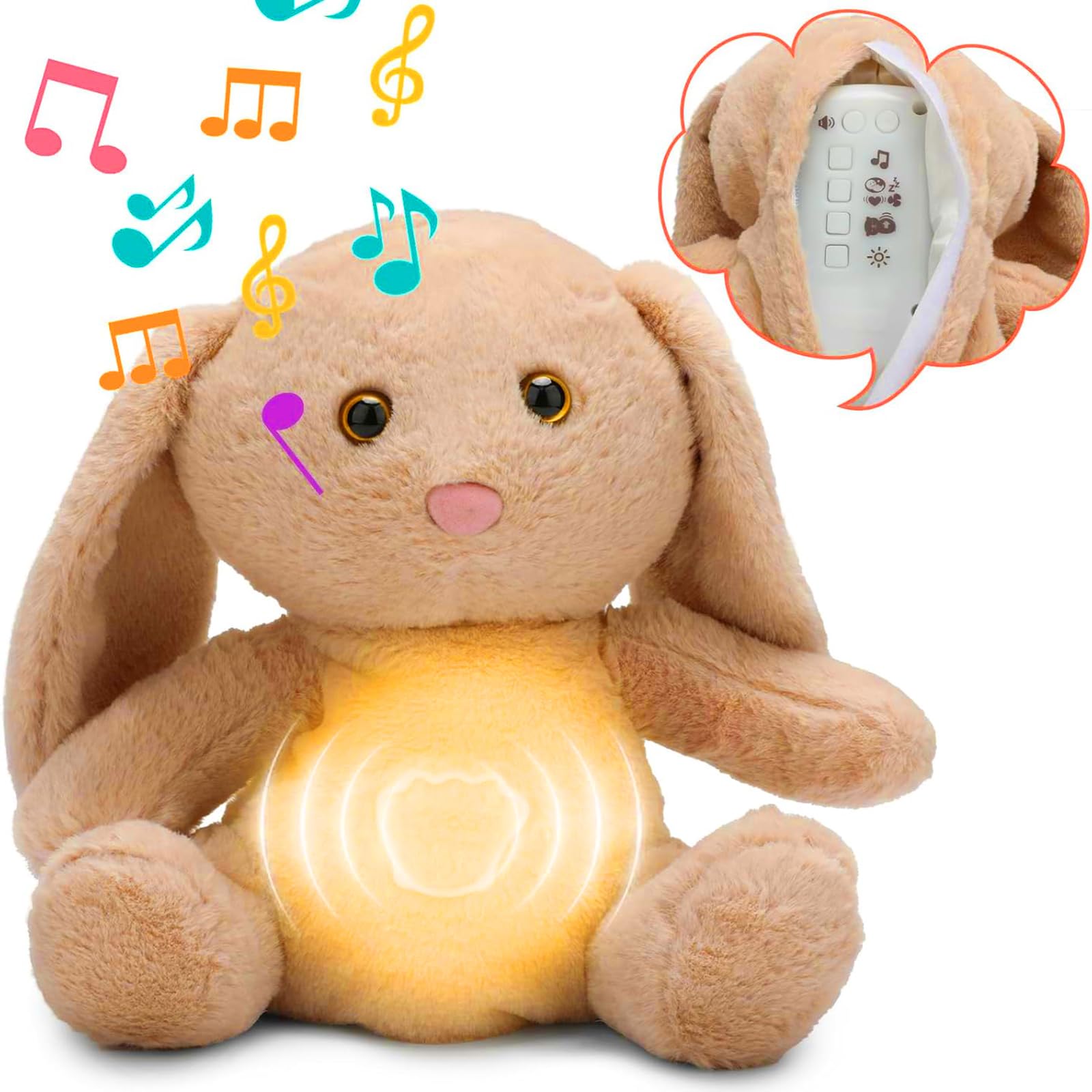 Photo 1 of ianul Breathing Stuffed Animal,Soothing Stuffed Animal for Anxiety Relief with Realistic Breathing Motion, Calming Music, Gentle Lights,Machine Washable,Ideal for Baby Adult and Relaxation,Rabbit