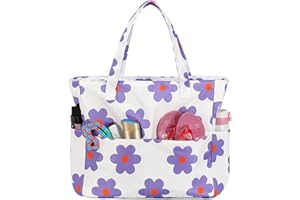 CAMTOP Waterproof Beach Tote Bag for Women Girls with Zipper Foldable Sandproof Pool Swim Bag Travel Carry On Gym