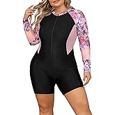 Plus Size Women's Swimming Suit Rash Guard Boyleg One Piece Swimsuit Surfing Bathing Suit