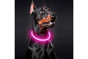 LED Dog Collar, Rechargeable Dog Lights for Night Cuttable Lighting Glowing Pet Collar for Night and Safety Light up Collar f