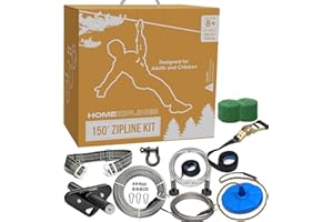Zip Line for Kids and Adults, 150/100/200 Ft Backyard Zipline Kit, Quick Setup, 350 Lb Capacity, Rustproof Stainless Steel Ca