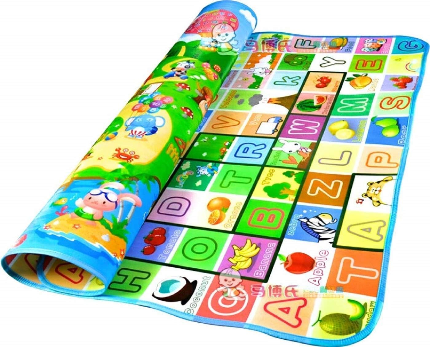 NYAL ENTERPRISE HBMALLINDIA Baby Waterproof Double Sided Foam Soft Educational Toy Crawl Blanket (Multicolour, 6 x 4 Feet)