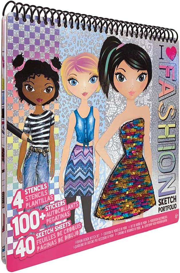 Fashion Angels Fashion Design Sketch Portfolio (11451) Full Size Sketch Book, Fashion Coloring for Kids,Brown/A: Toys & Games