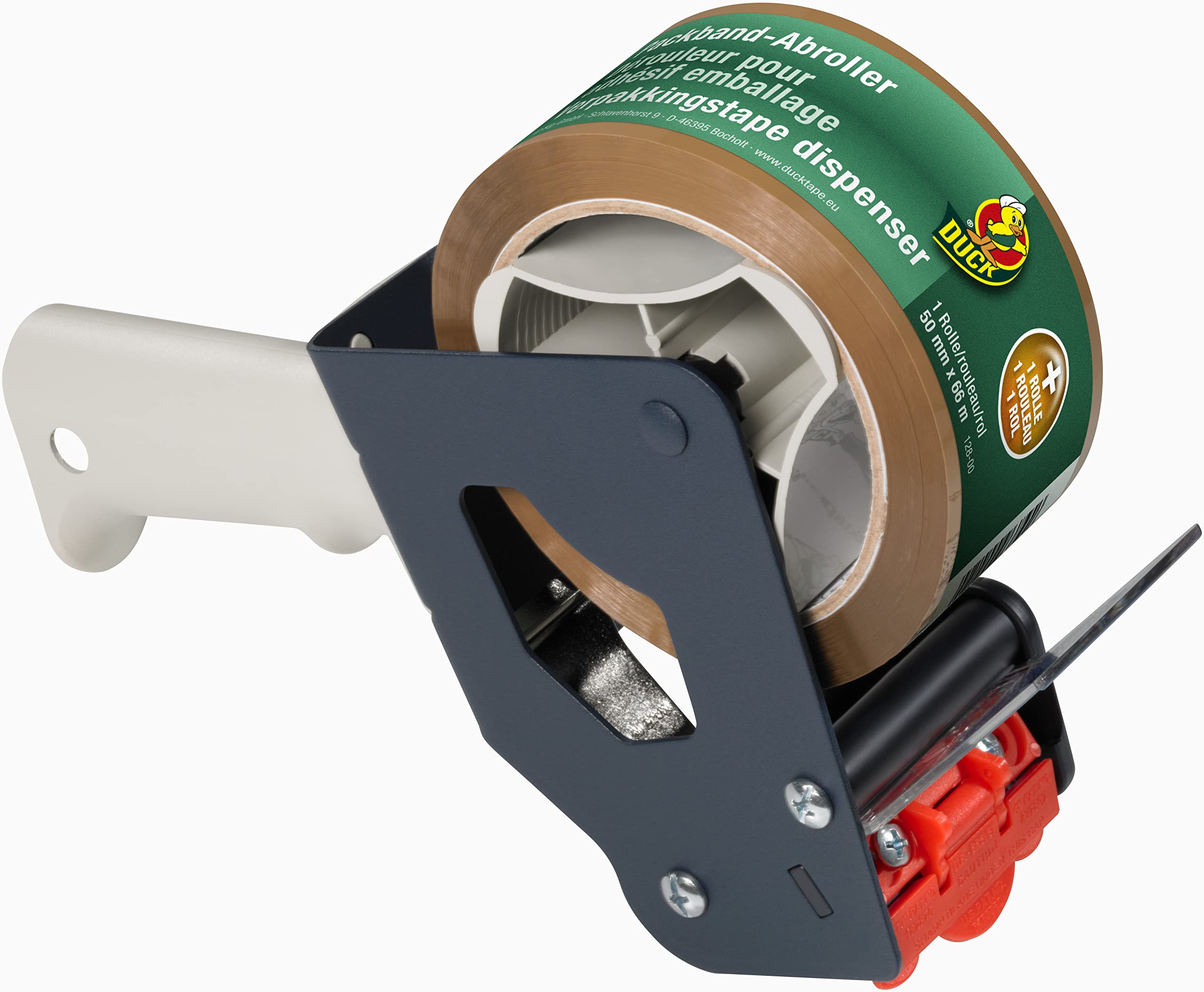 Duck Packing Tape Set - Hand Dispenser + Brown Packing Tape, 50 mm x 66 m