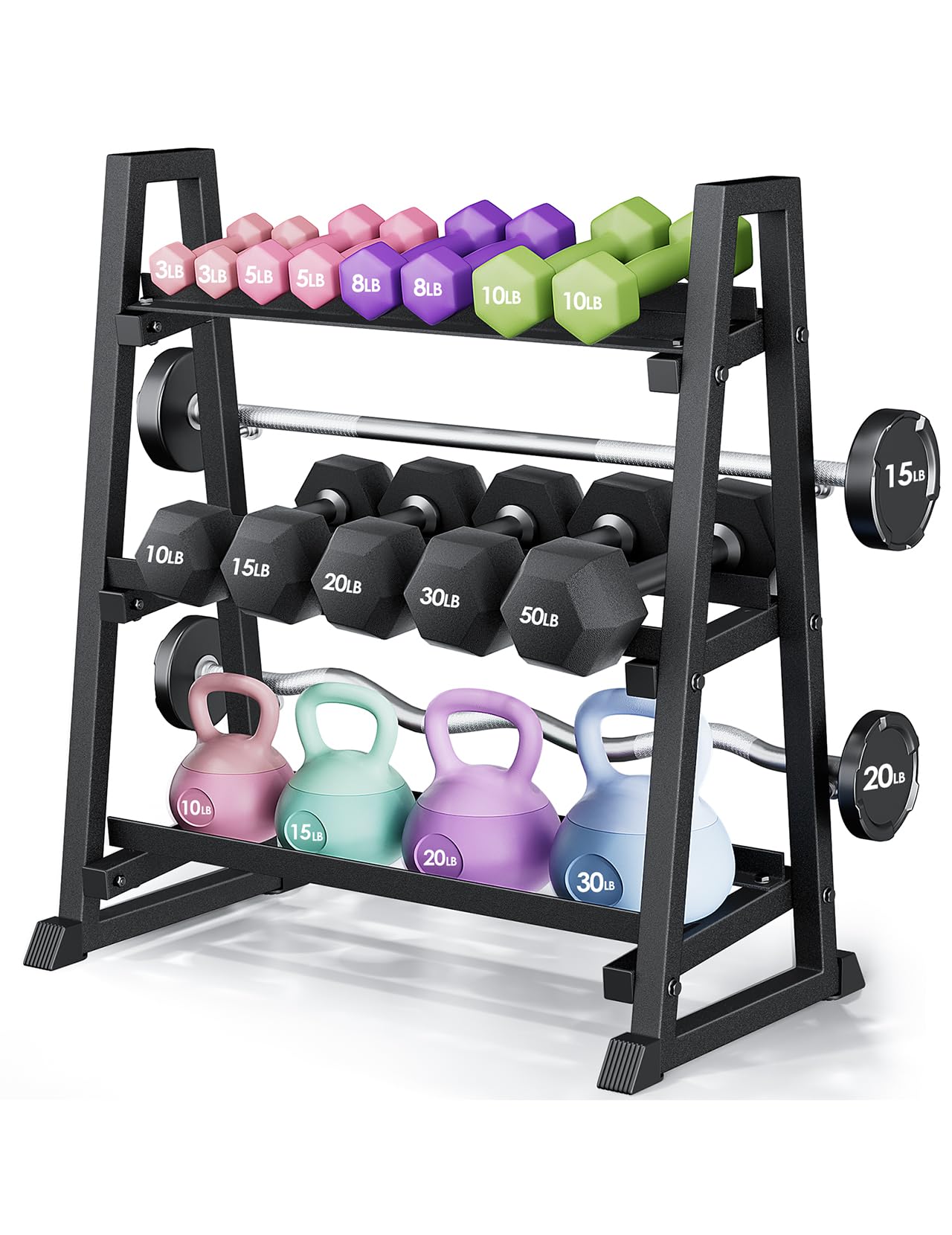 Leteuke Dumbbell Rack, 3 Tiers Heavy Duty Weight Rack for Home Gym ...