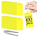 100Pcs Shipping Tags with Wire Ties Plastic Hang