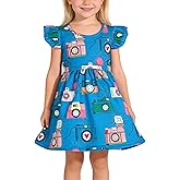 Yuromoon Toddler Girls Casual Dress Universe Black Print Dresses Flutter Sleeve Clothes 2-8Y