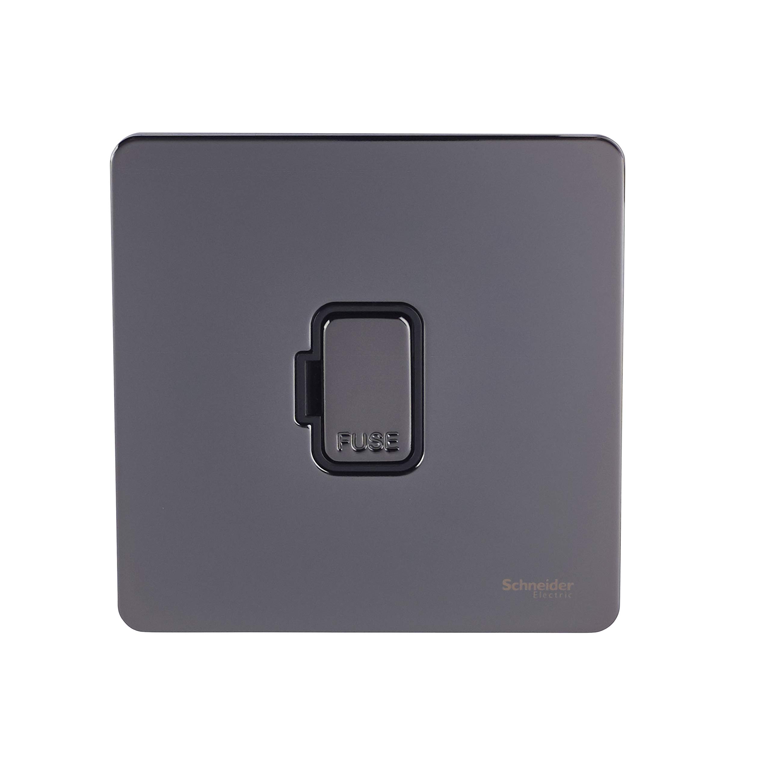 Schneider Electric Ultimate Screwless Flat Plate - Unswitched Single Fused Connection Unit, 13A, GU5400BBN, Black Nickel with Black Insert