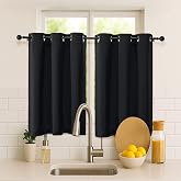 Simplebrand Halloween Black Short Cafe Curtains 36 Inch Length 2 Panels Set, Half Window Grommet Privacy Drape Tiers for Kitchen, Thermal Insulated Curtains Blackout for Bathroom Shades, W40 x L36