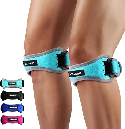 CAMBIVO 2 Pack Patella Knee Strap Adjustable Tendon Knee Support Brace