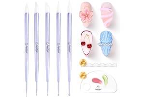 BEETLES GEL POLISH Beetles 5PCS Nail Art Dotting Tools Nail Art Sculpture Pen, Dual-Head Resin Nail Art Tools, Carving Drawing Tool, Silicone Brushes Set Pottery Clay Sculpting Tools Modeling Painting Tool DIY Art