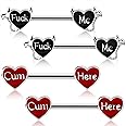 OUFER Devil Nipple Rings 4PCS 316L Letter Stainless Steel Nipplerings Barbells Nipple Piercing Jewelry for Women