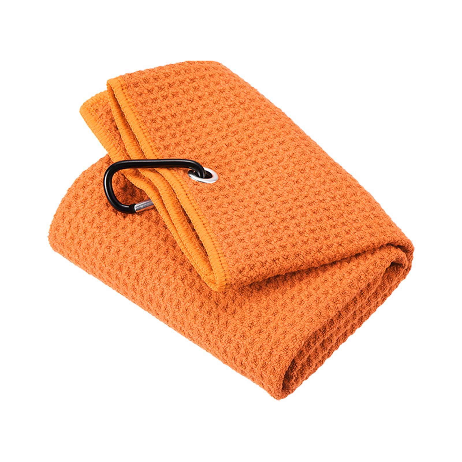 PATIKIL 24"x16" Tri-Fold Golf Towels, Waffle Pattern Towels Soft Fiber Strong Water Absorption with D Clip for Golf Lovers, Orange