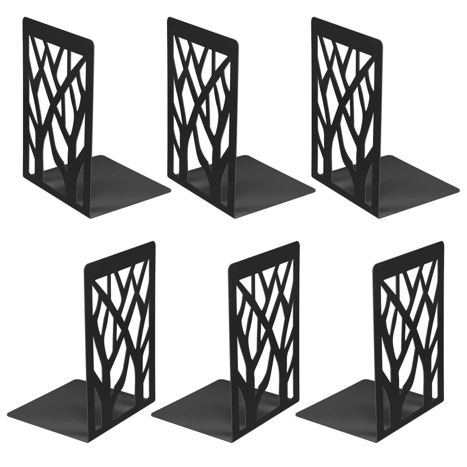 3 Pairs Book Ends, MSDADA Desk Bookends Heavy Duty, Book Ends Holder for Shelves, Metal Bookends for Office&School, Book Shelf Holder Home Decorative, Bookend Supports, Book Stoppers(Black)