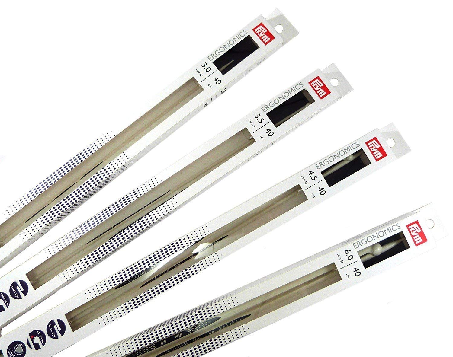 Prym Single-Point Ergonomic Knitting Pins/Needles, synthetic material with hook tips, Multi-Colour, 5 mm, 35 cm Length, 1-Pair